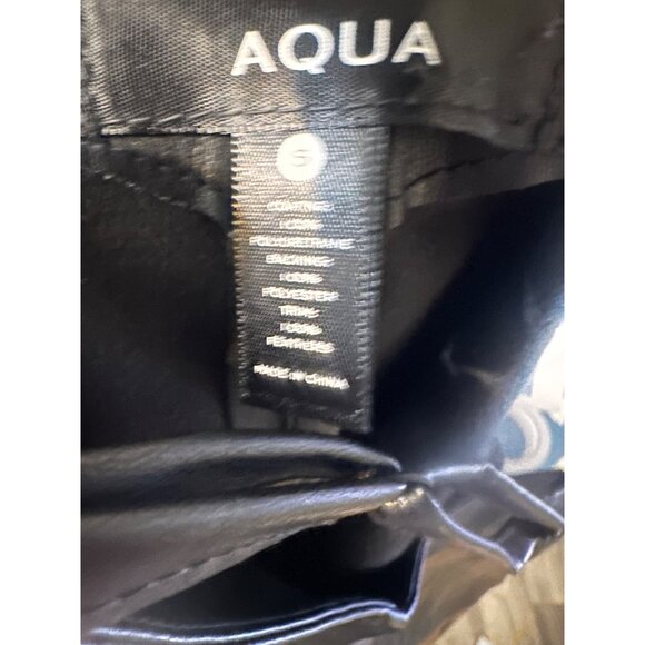 Aqua Faux Leather Slip Dress Womens Small Black Feather Trim Party  Whimsigoth - Picture 5 of 16